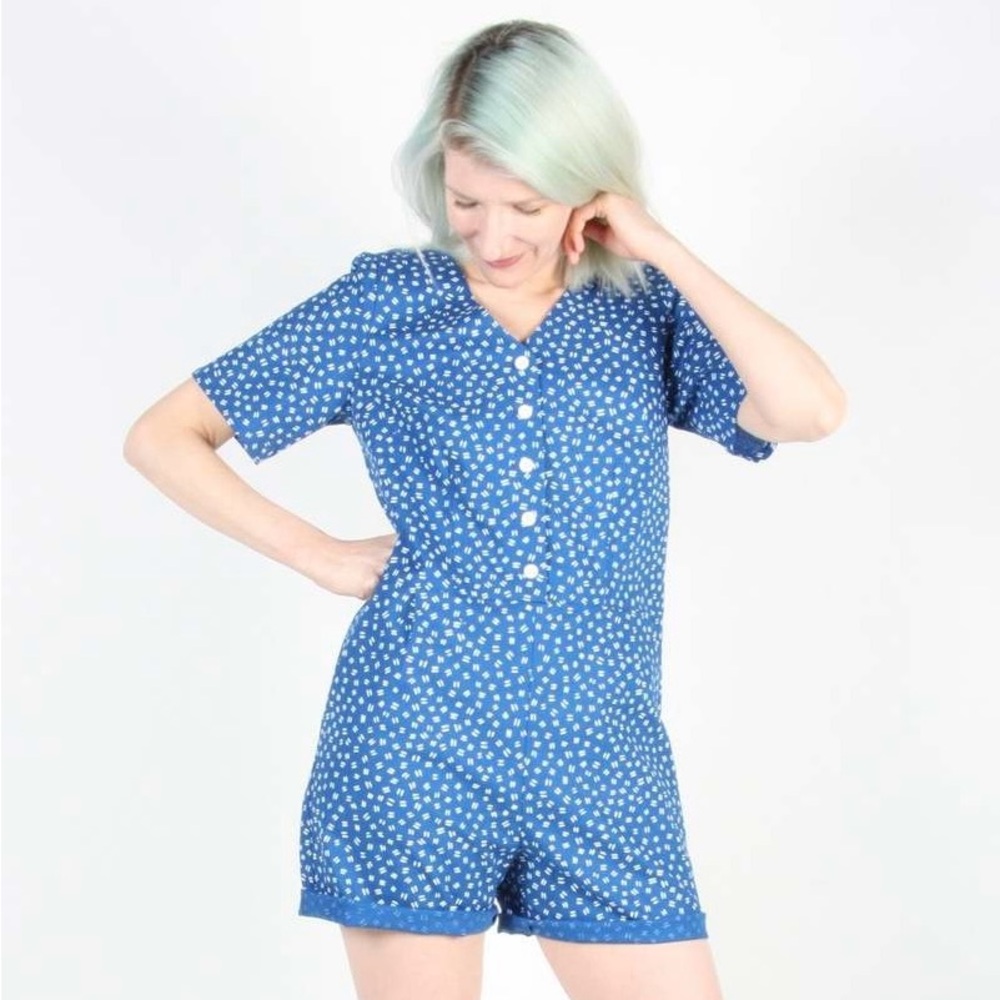 BNWT Birds of North America Romper - "Woodhaunter" in Blue Hatch